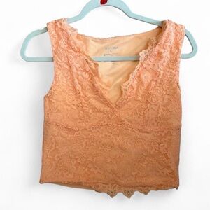 Peach Lace Sleeveless Top